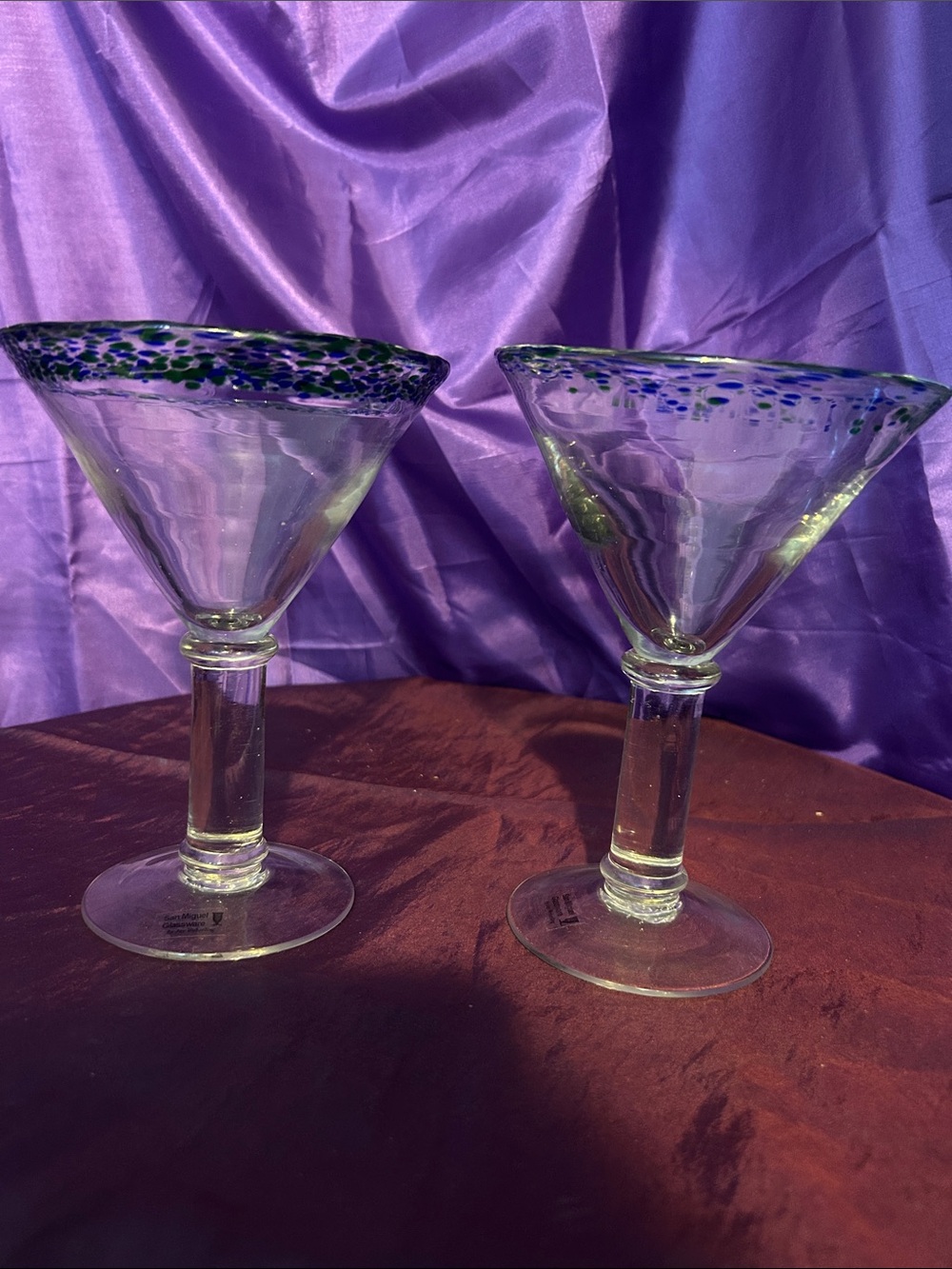 Confetti Handmade Glass Martini Glasses San Miguel Glassware JW